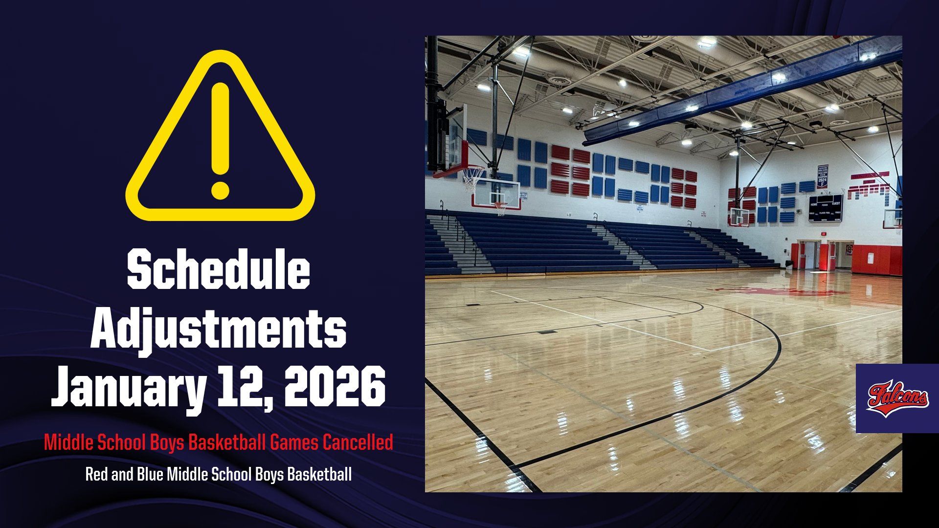 Schedule Adjustments January 12 2026 Middle School Boys Basketball Games Cancelled Landscape